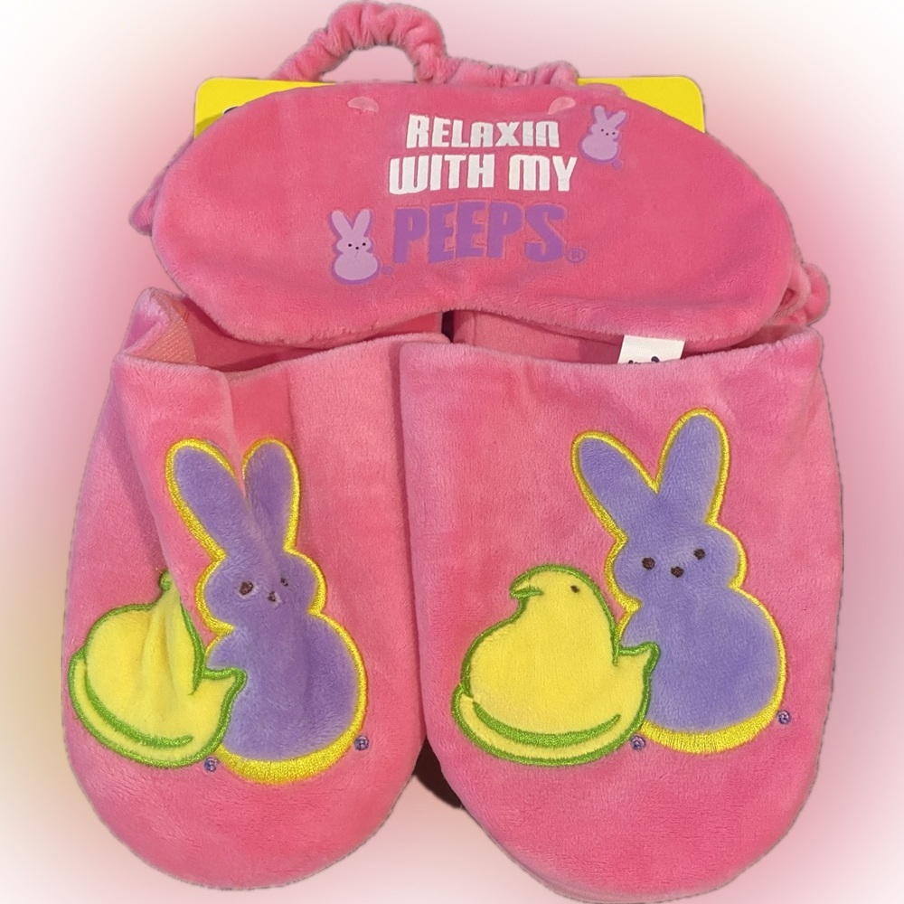 Peeps Slippers and Eye Mask Gift Set, Pink